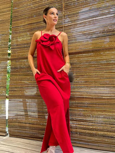 Vestido Longo Flor 3D Giorgia